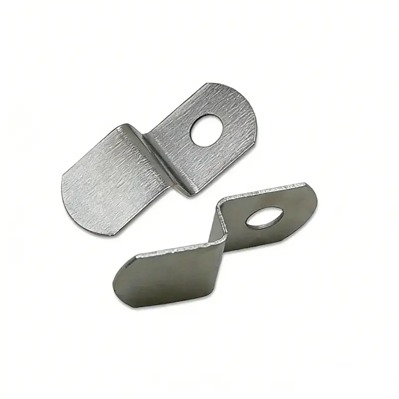 Close up of 1-Hole Silver Z-Clip showing 5mm hole diameter for canvas frames.