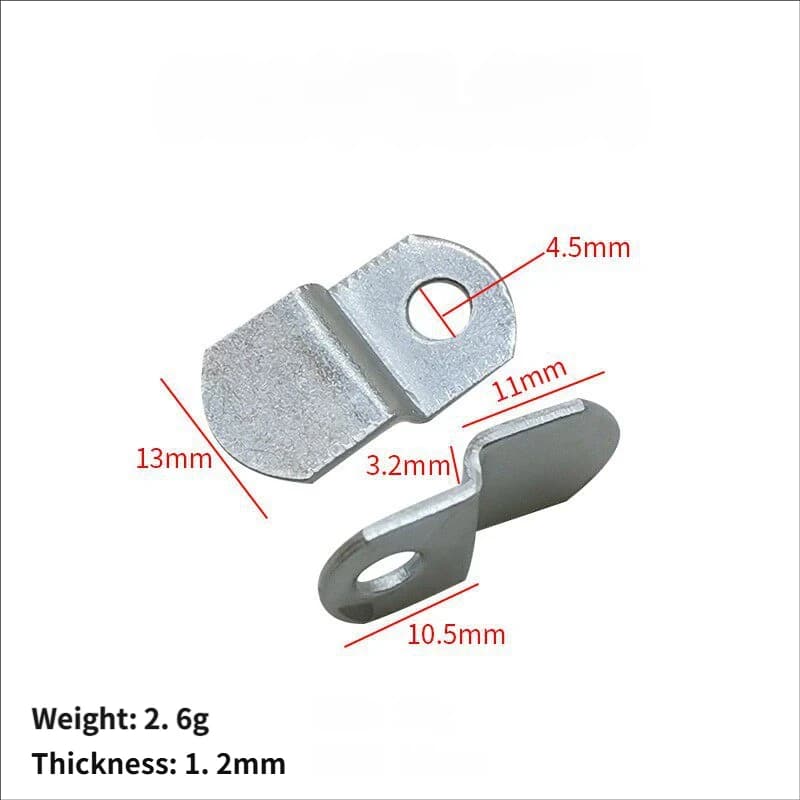 Close up of 13mm Single-Hole Bracket showing 4.5mm hole diameter for canvas frames.
