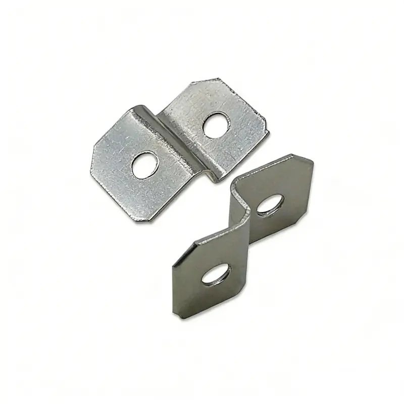 Close up of Notched Silver Z-Bracket showing 5mm hole diameter and custom notch.