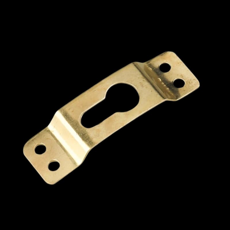 Gold Four Hole Concealed Keyhole Frame Hanger 63 mm long 20 mm wide 0.8 mm steel bow 6 mm dual keyhole slots 15 kg
