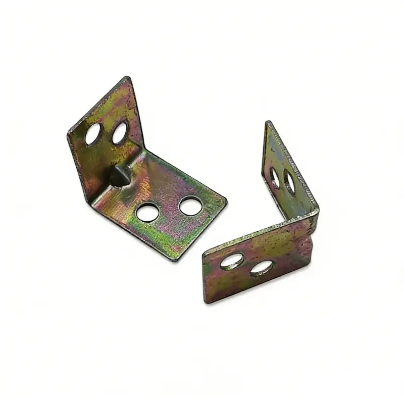 Close up of colorful Zinc-Plated Corner Bracket.