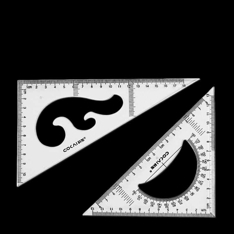 20cm triangle ruler set 30 45 degree COCAI transparent acrylic drafting