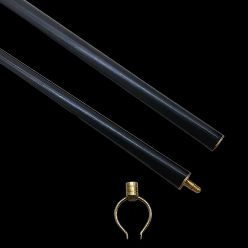 Black Solid Wood Picture Hanging Rod Standard 1.5m two-section matte black with brass fork head