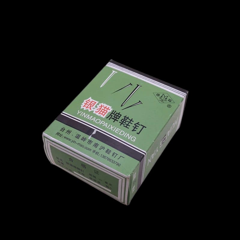 10mm shoe nail cobbler tack 1.4mm shank 4mm head silver cat brand box