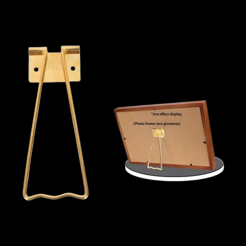 Gold Small Iron Picture Frame Easel Stand R12 – 111 mm gold wire easel for 15–18 cm frames