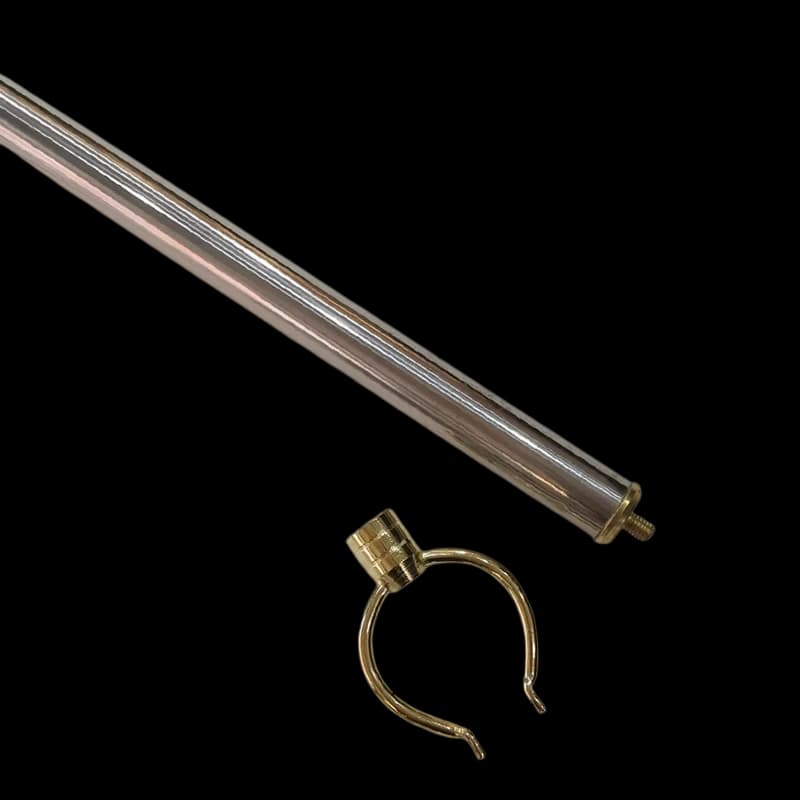 Long Stainless Steel Picture Hanging Rod 1.64m 157cm fixed single rod polished with brass fork head for high-ceiling gallery