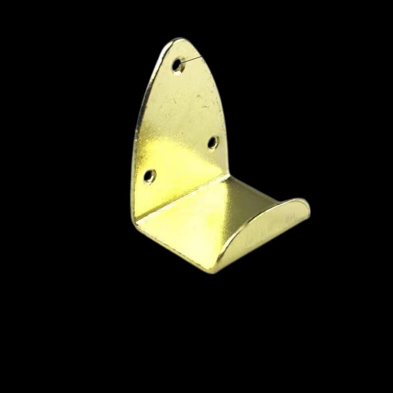 Gold Large Hook L-Bracket 60 mm tall 35 mm arm 44 mm base 3 holes retaining lip gold steel heavy duty