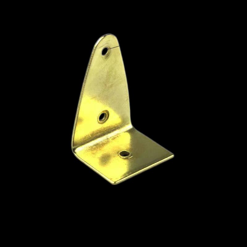 Gold Medium Flat L-Bracket 54 mm tall variant 2 29 mm arm 34 mm base 4 mm holes flat gold-tone