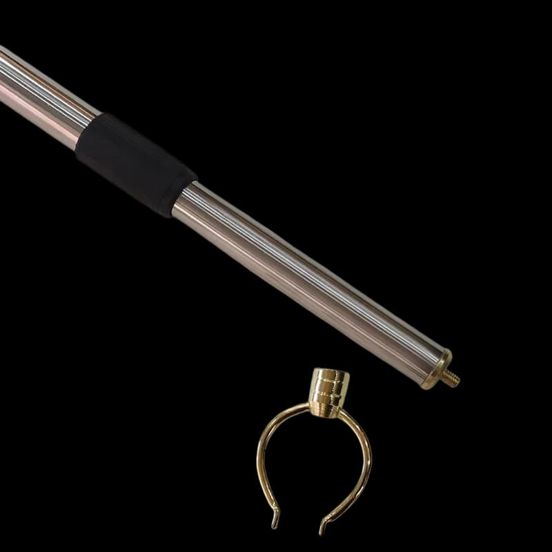 Telescopic Stainless Steel Picture Hanging Rod adjustable 80cm to 1.57m rubber lock collar brass fork head
