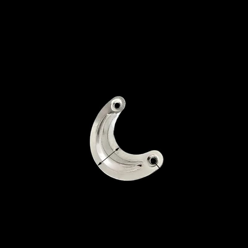 Moon Shape Silver Turn Button Clip 33.5mm crescent 2-hole 0.4mm steel U20